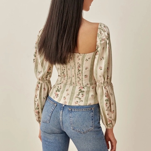 Reformation Cera Puff Sleeve Long Sleeve Top Size 4 - Picture 4 of 9